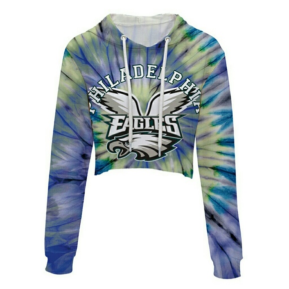 Tops - Philadelphia Eagles NFL Crop Top Hoodie Tie Dye
